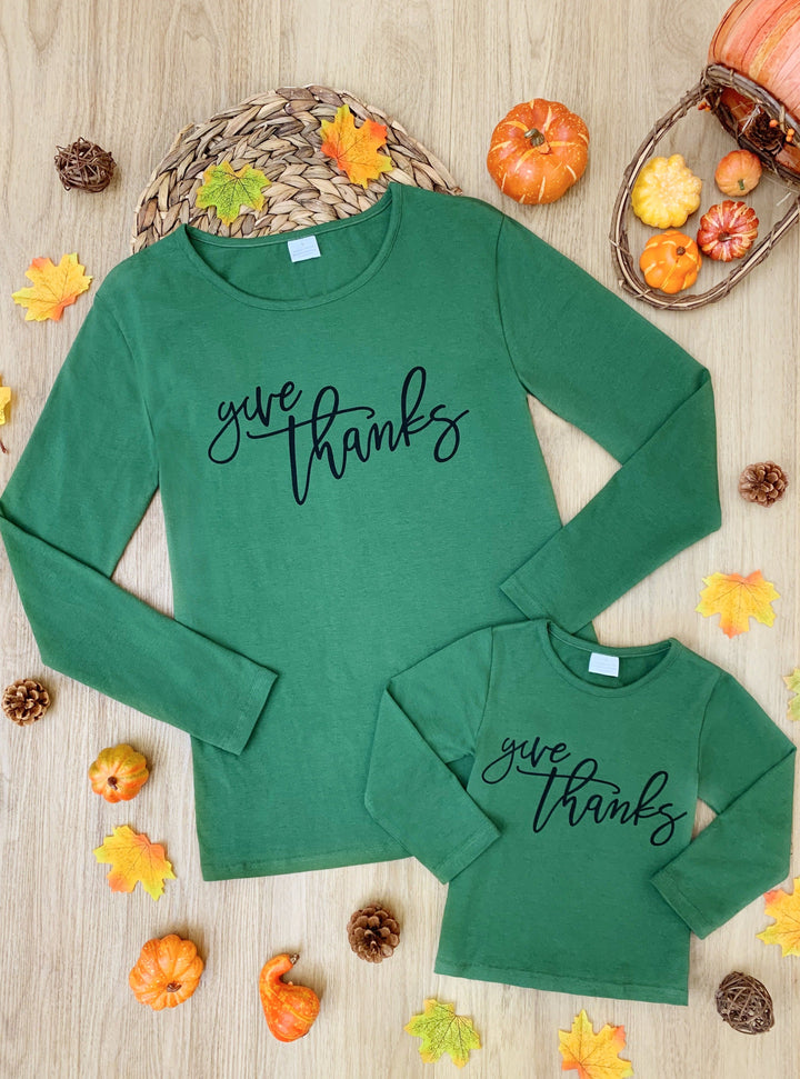 Mommy & Me Fall Tops | Give Thanks Long Sleeve Tops - Mia Belle Girls