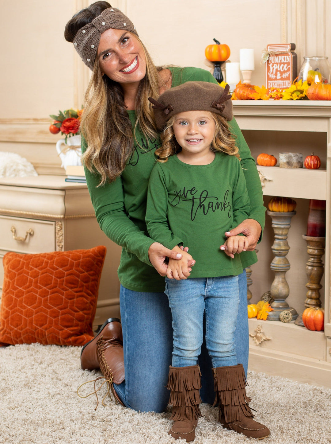 Mommy & Me Fall Tops | Give Thanks Long Sleeve Tops - Mia Belle Girls