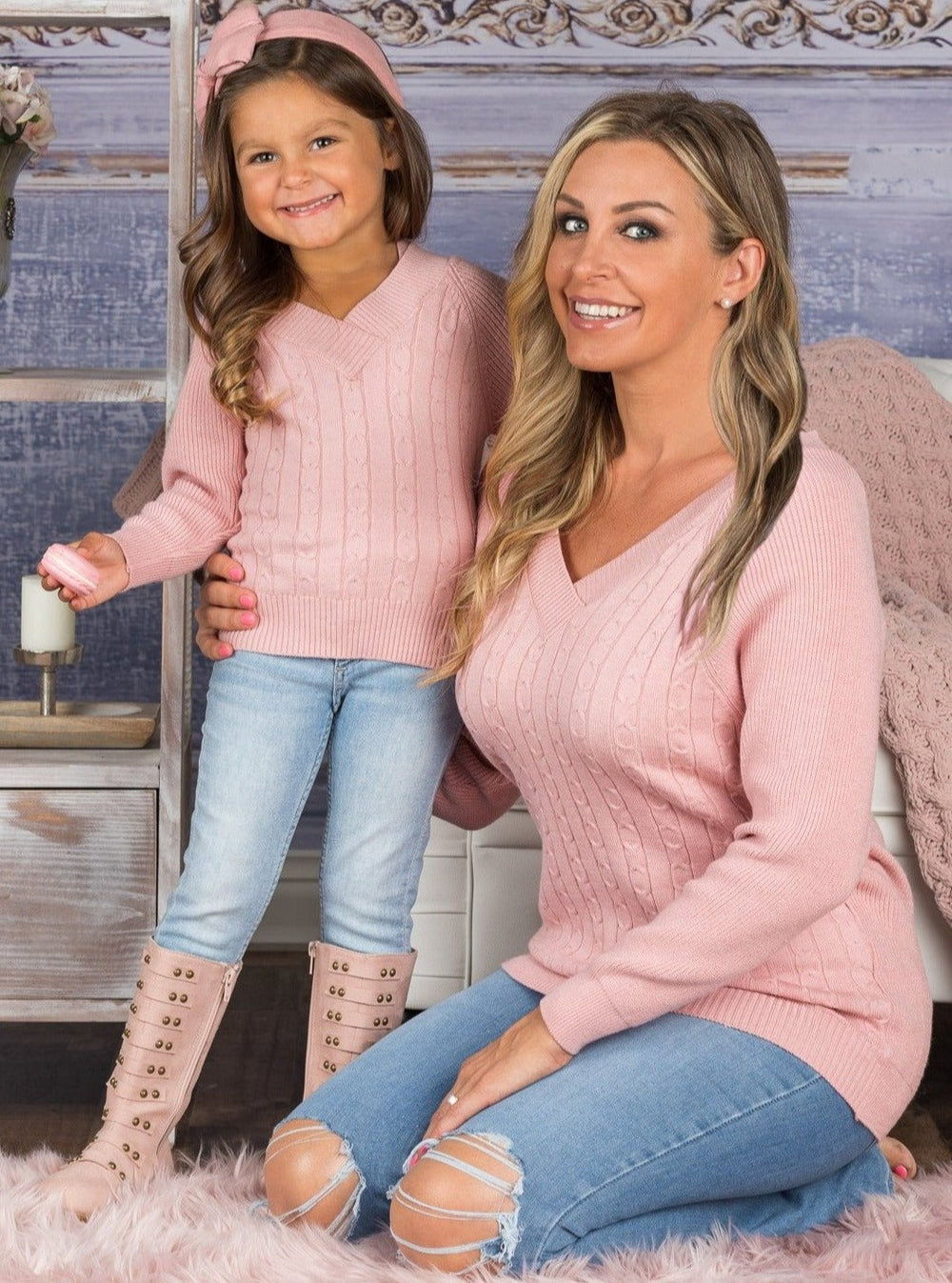 Mommy & Me Matching Tops | Pink Cold Shoulder Top | Mia Belle Girls