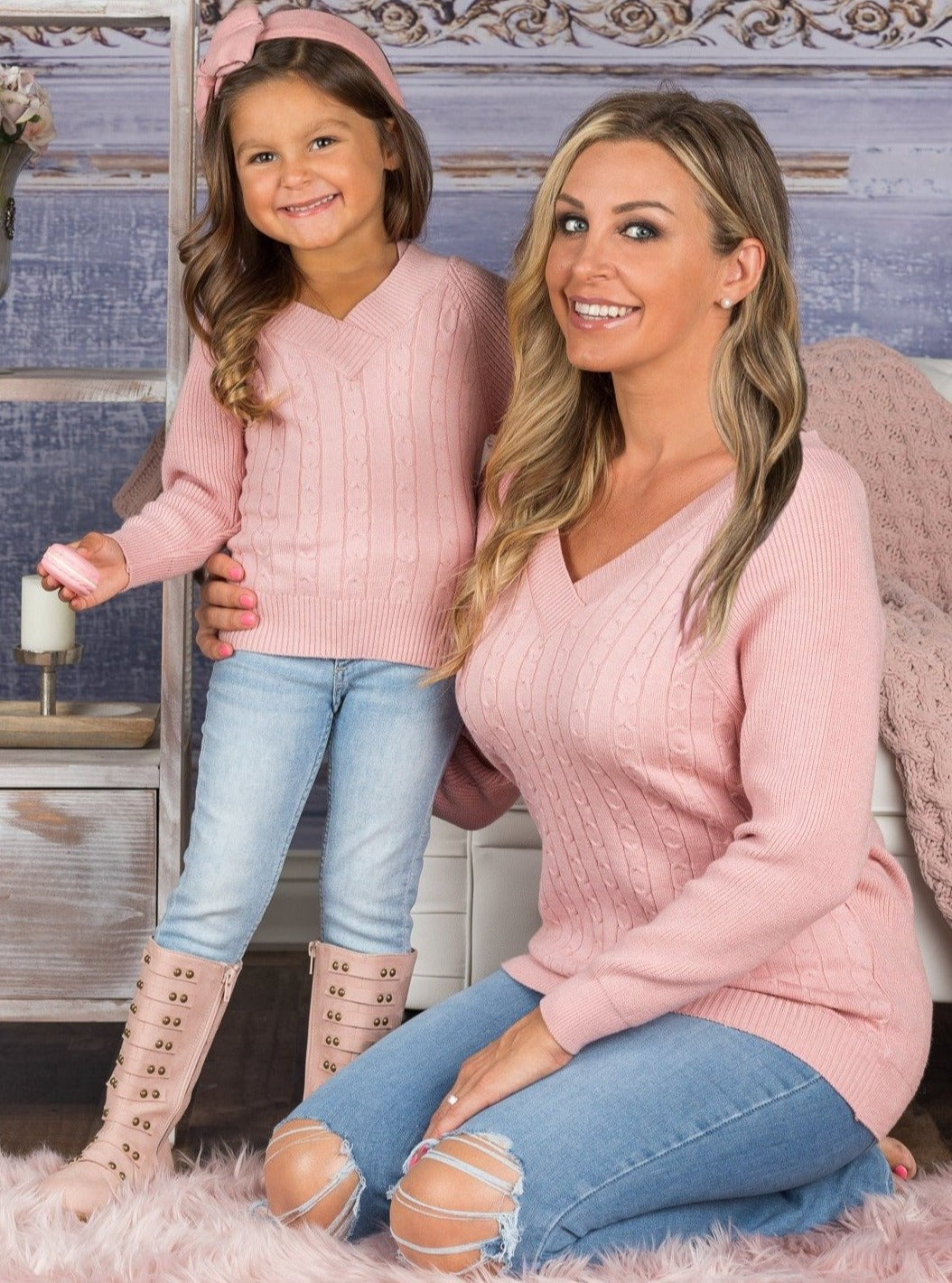 Mommy & Me Matching Tops | Pink Cold Shoulder Top | Mia Belle Girls