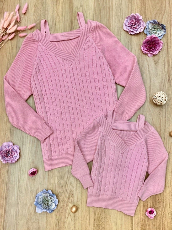 Mommy & Me Matching Tops | Pink Cold Shoulder Top | Mia Belle Girls