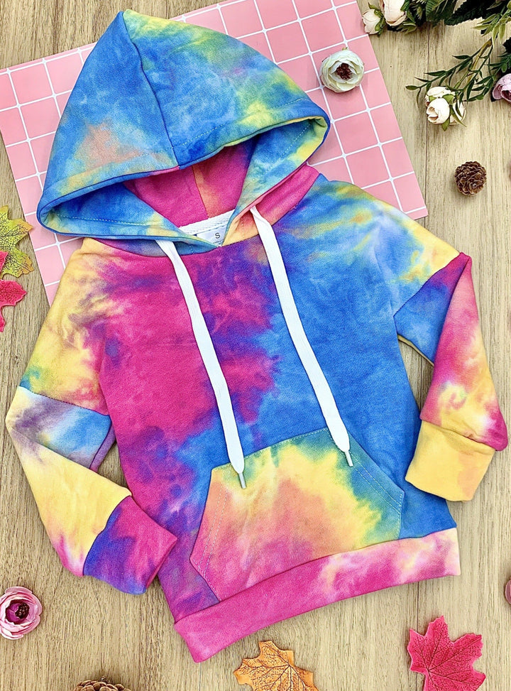 Sweaters & Cardigans | Tie Dye Kangaroo Pocket Hoodie | Mia Belle Girls