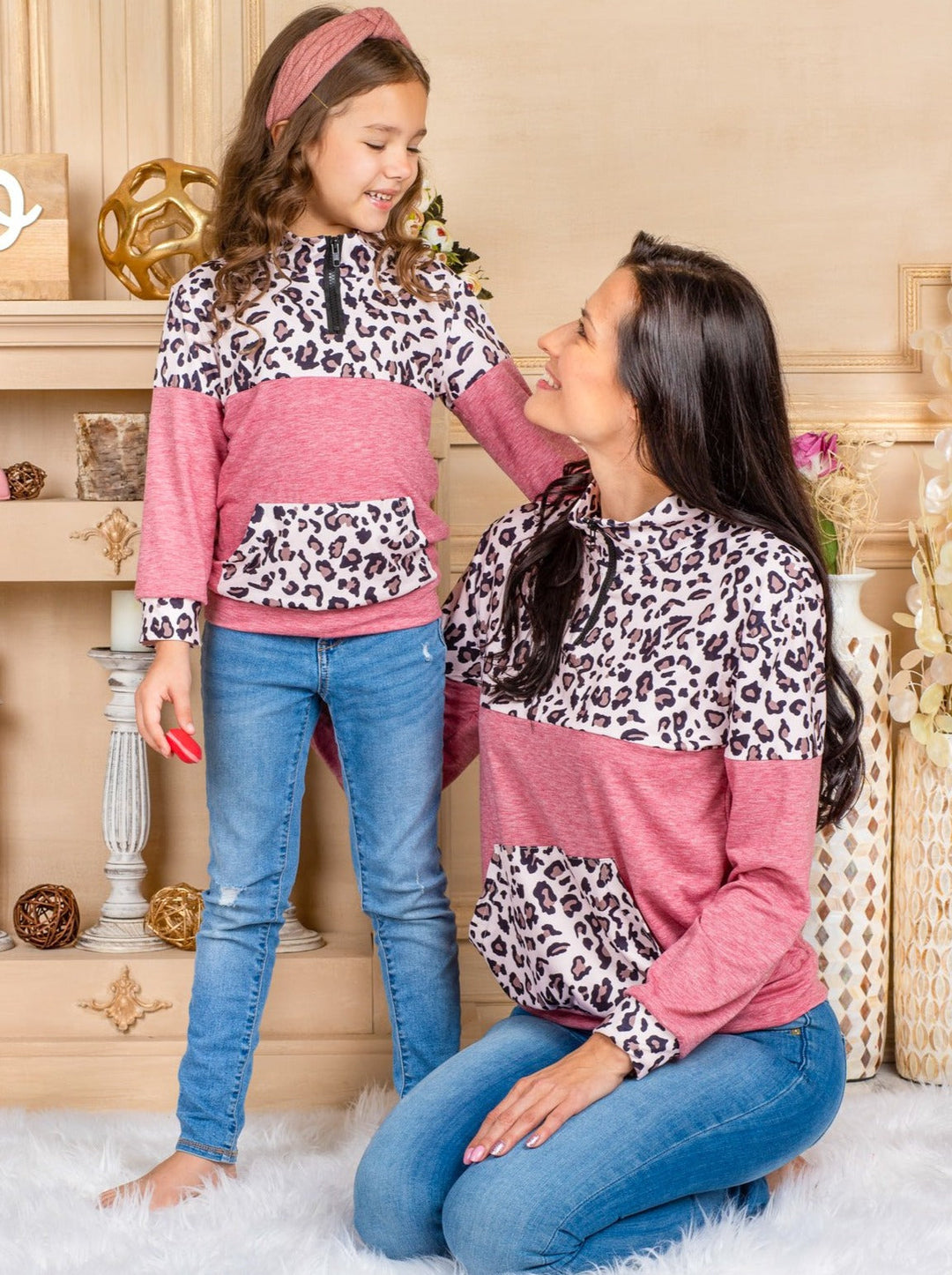 Mommy & Me Sweaters | Pink Leopard Print Sweater | Mia Belle Girls