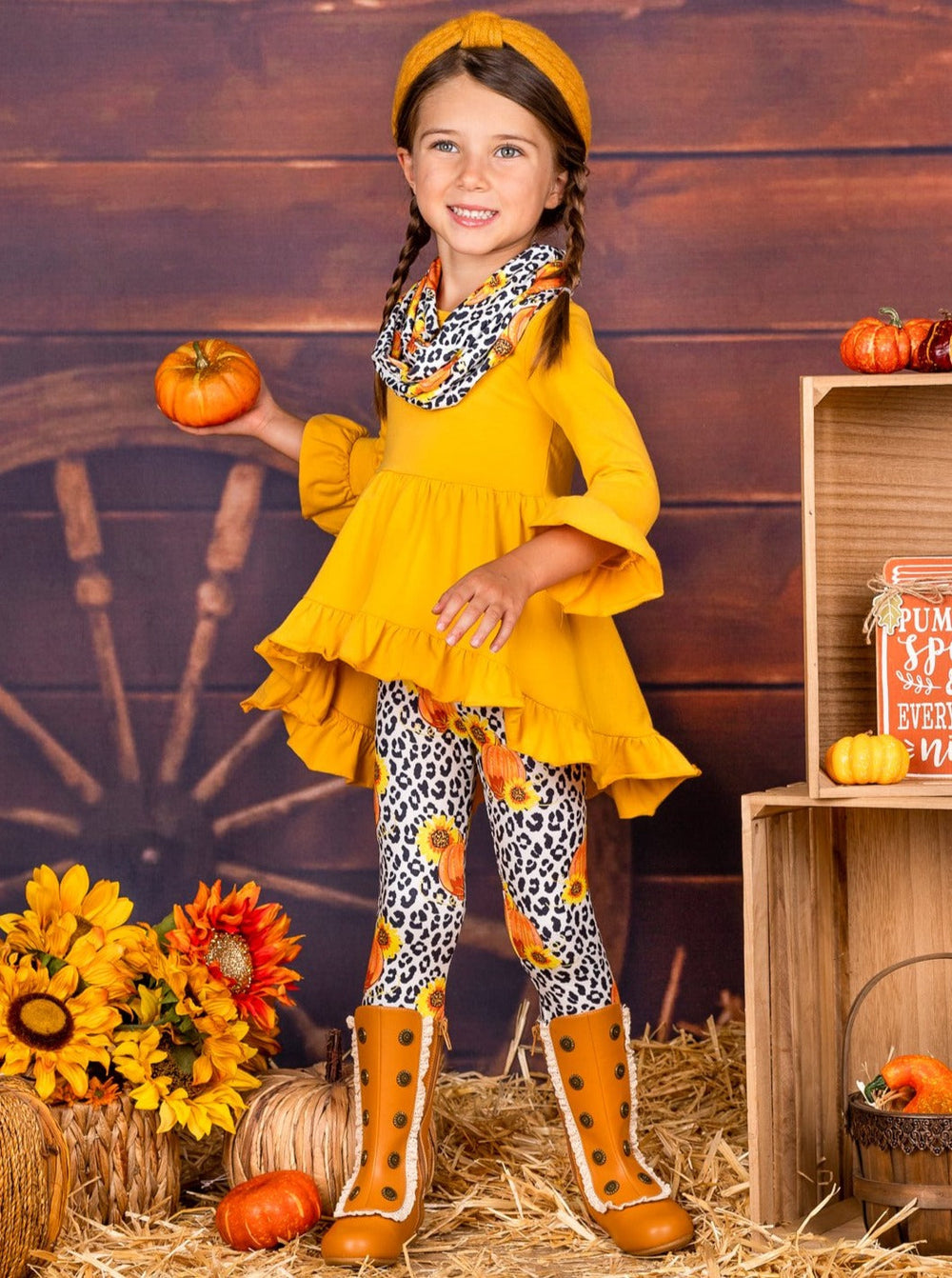 Girls Fall Outfit | Tunic, Leggings & Scarf Set - Mia Belle Girls