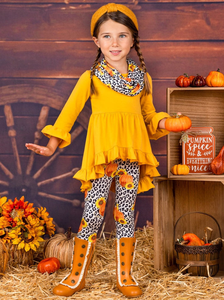 Girls Fall Outfit | Tunic, Leggings & Scarf Set - Mia Belle Girls