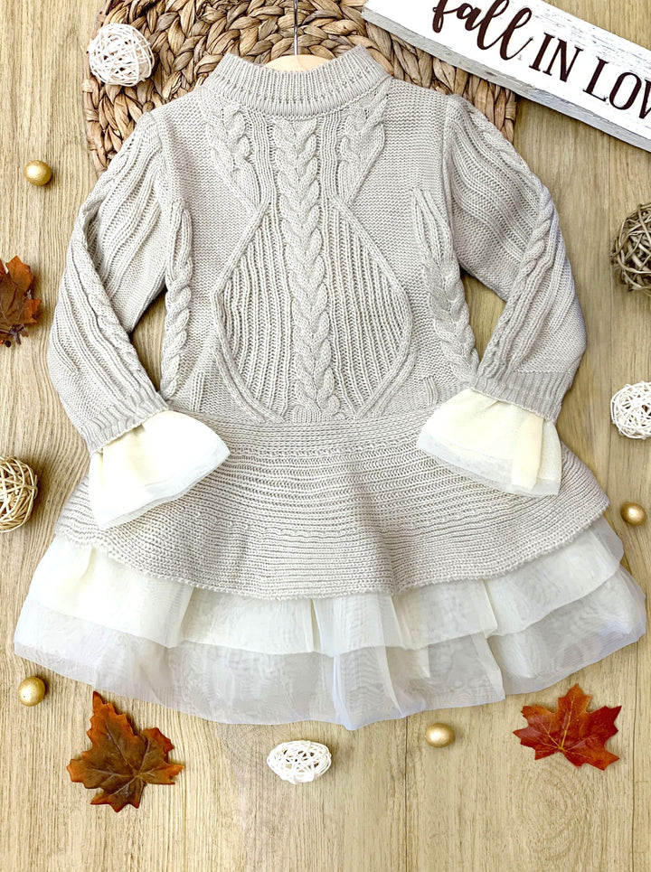 Cute Girls Sweaters | Cable Knit Peplum Tutu Sweater - Mia Belle Girls