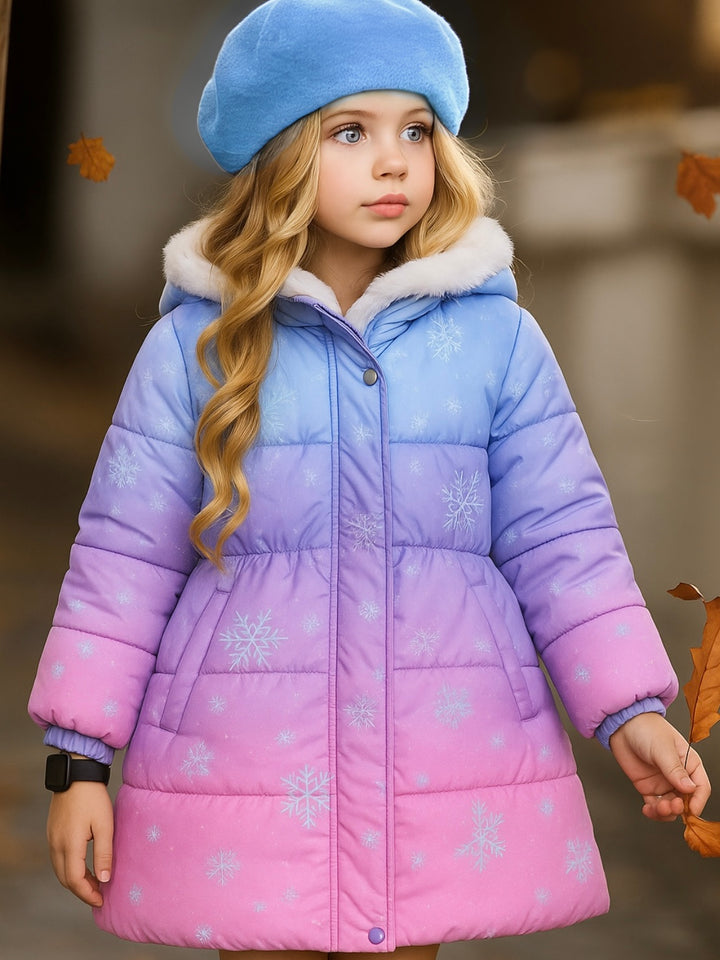 Snowflake Charm Quilted Puffer Coat