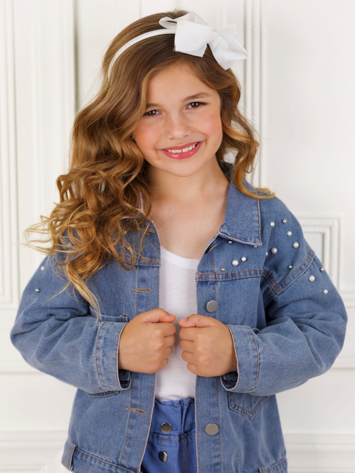 Pretty Pearl Embellished Denim Jacket