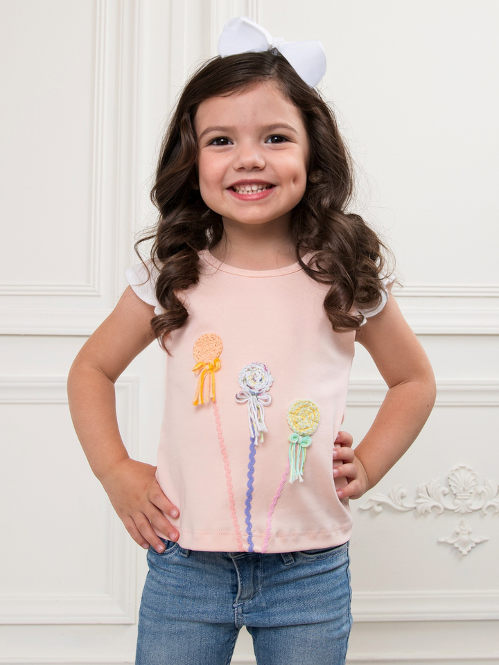 Peach Premium Cotton Embroidered Flower Slim Fit Top