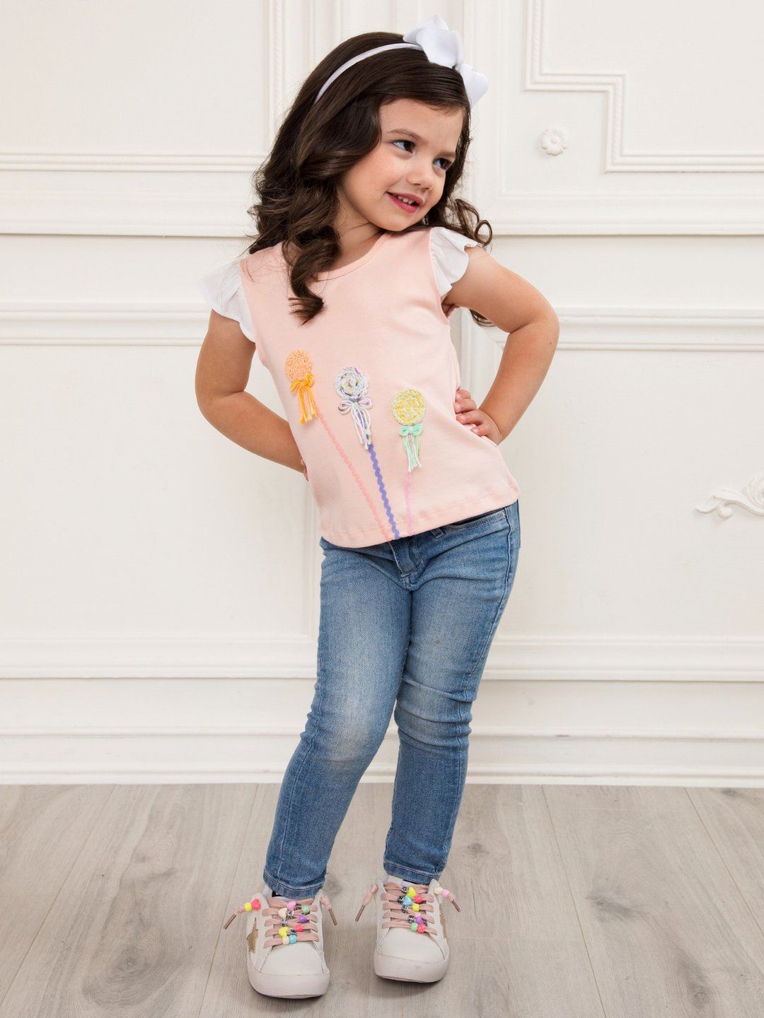 Peach Premium Cotton Embroidered Flower Slim Fit Top