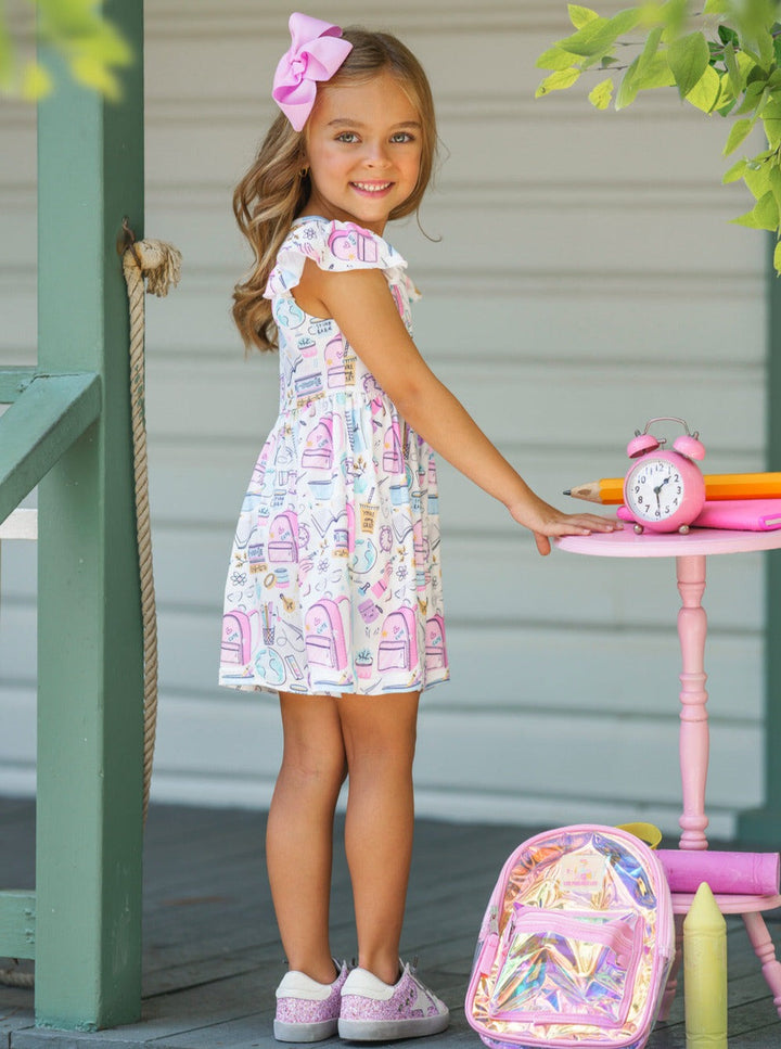 1st Day of School Dress | School Supply Skater Dress | Mia Belle Girls