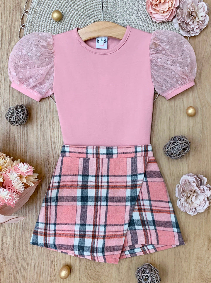Mia Belle Girls Pink Plaid Skort Set | Back To School Outfits