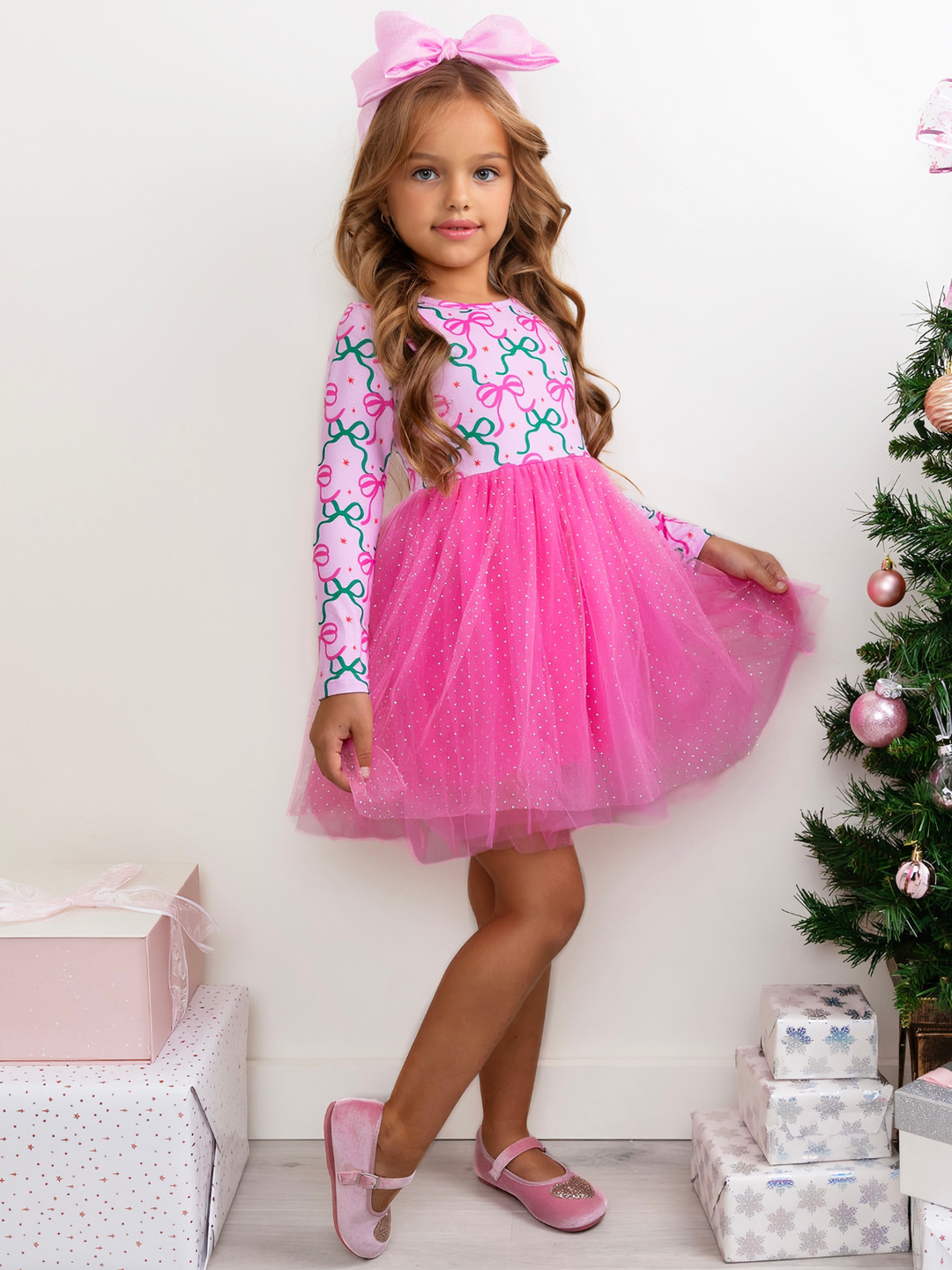 Jingle Bows Glitter Tutu Dress
