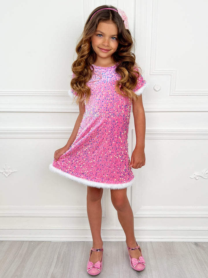Sparkle & Shine Sequined Fur Dress