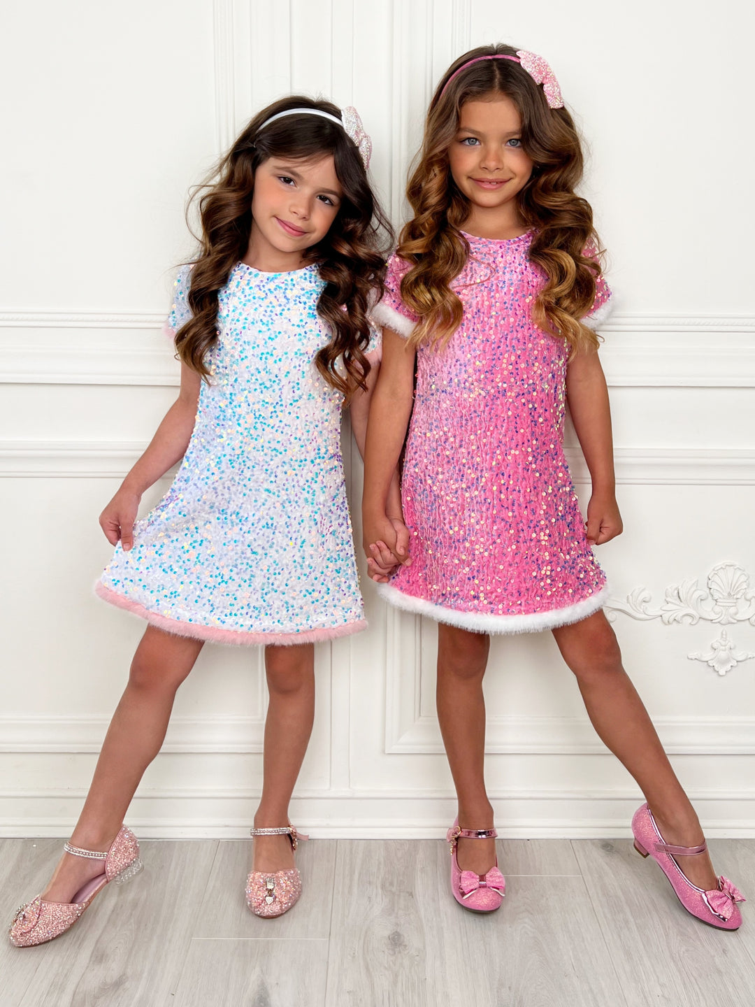 Sparkle & Shine Pink Sequined Fur Dress
