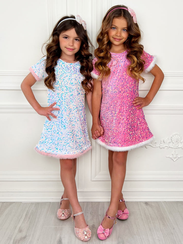 Sparkle & Shine Sequined Fur Dress