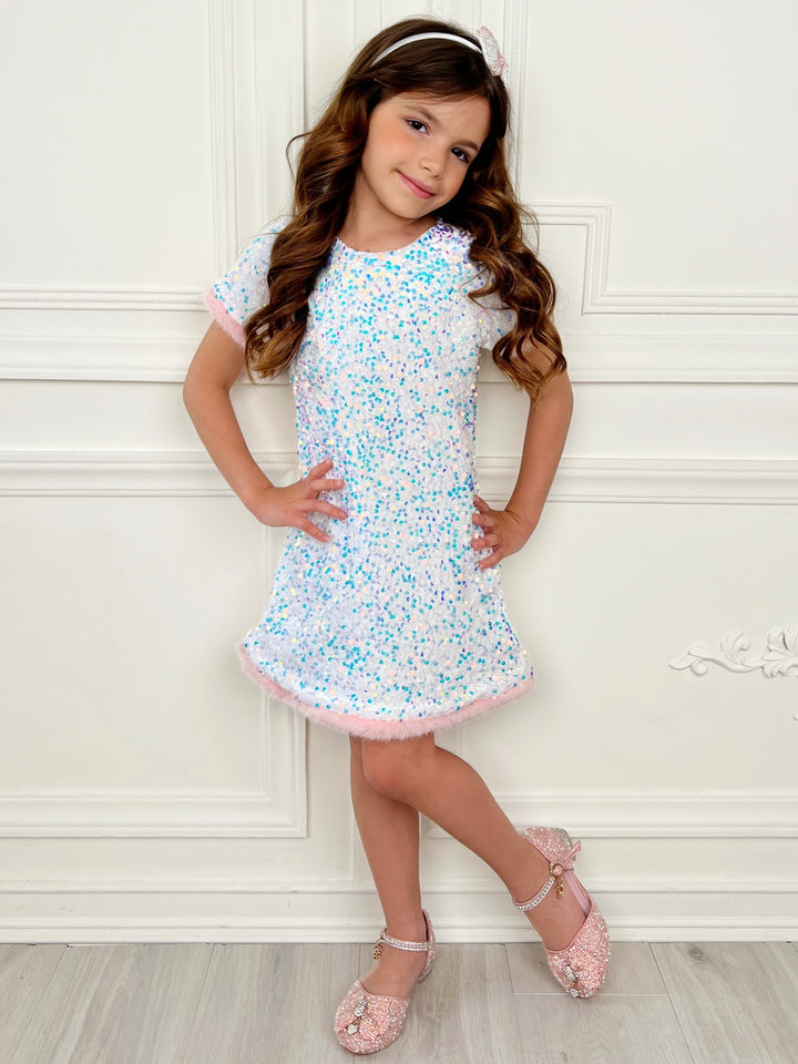 Sparkle & Shine Sequined Fur Dress