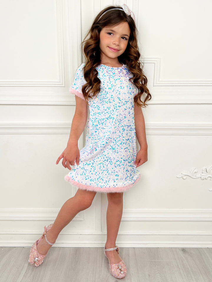 Sparkle & Shine Sequined Fur Dress