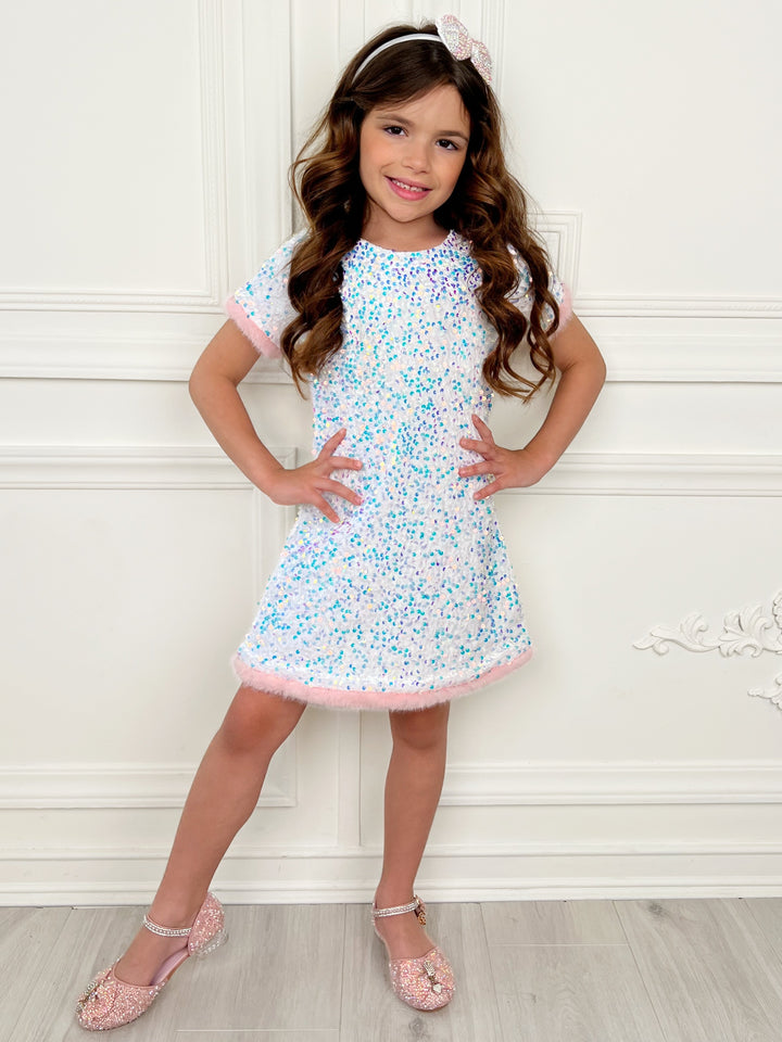 Sparkle & Shine Sequined Fur Dress
