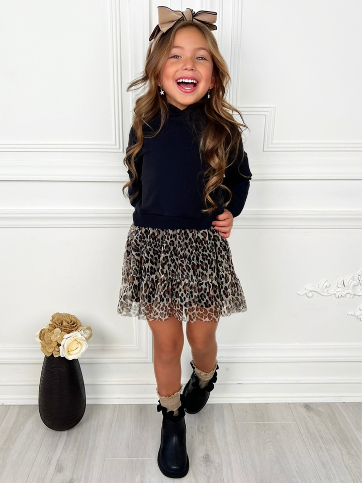 Wild & Cozy Cheetah Hooded Tutu Dress