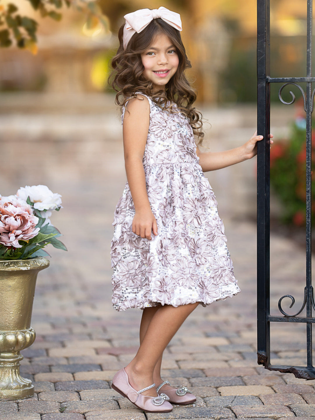 Dazzling Silver Petal Princess Tank Dress
