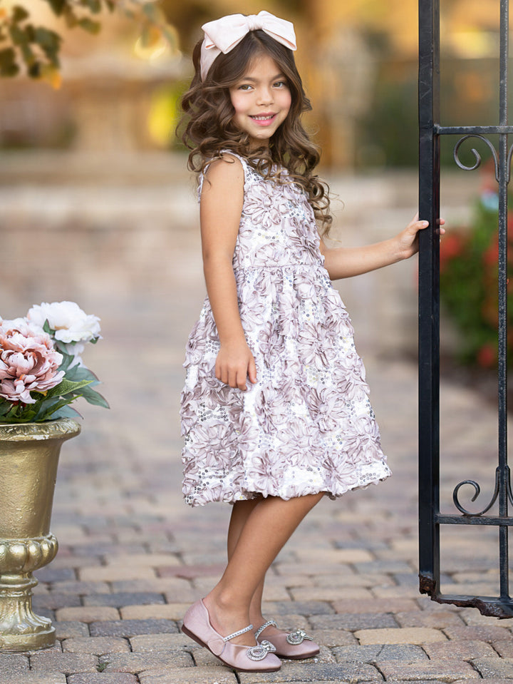 Dazzling Silver Petal Princess Tank Dress