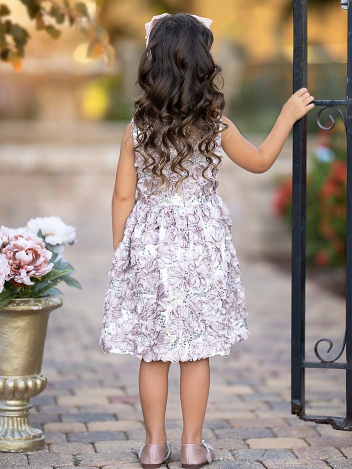 Dazzling Silver Petal Princess Tank Dress