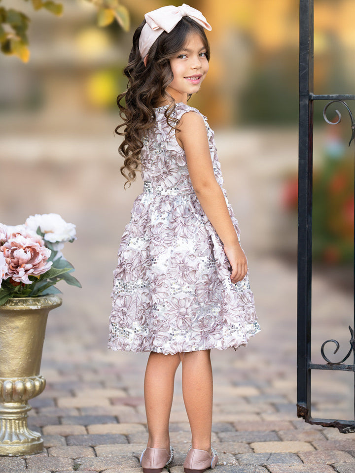 Dazzling Silver Petal Princess Tank Dress