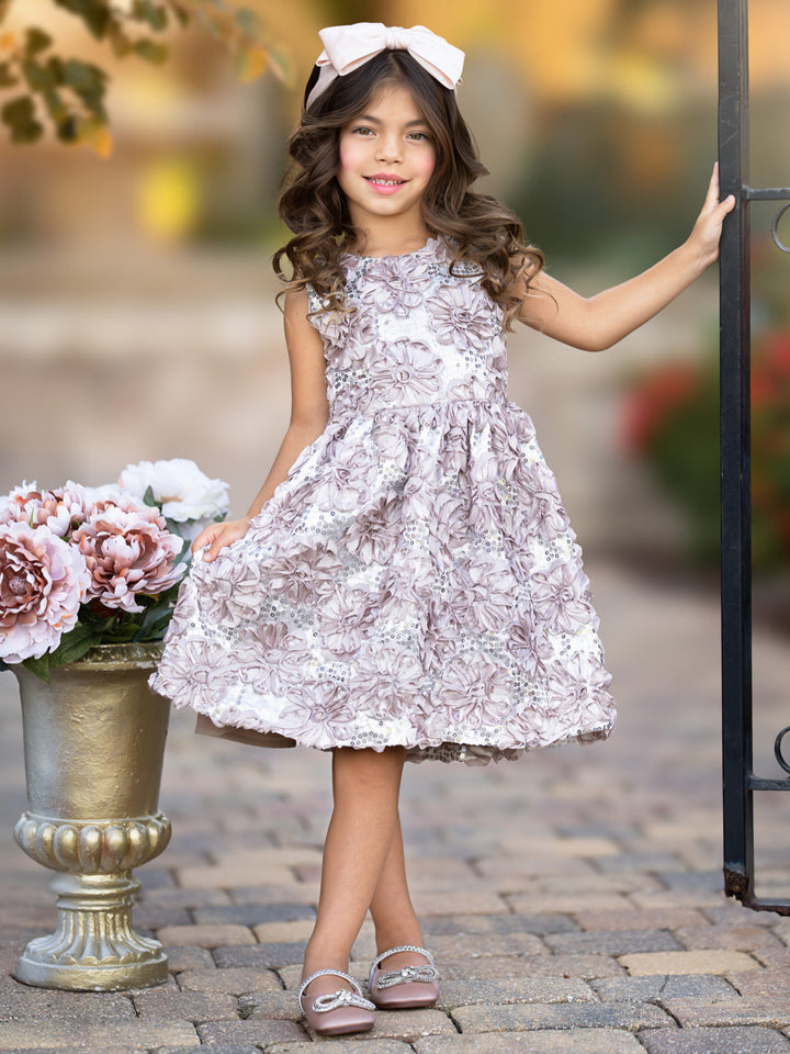 Dazzling Silver Petal Princess Tank Dress