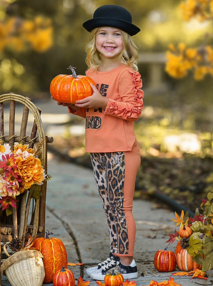 Cute Outfits For Girls | Ruffle Trim Pullover & Sequin Legging Set