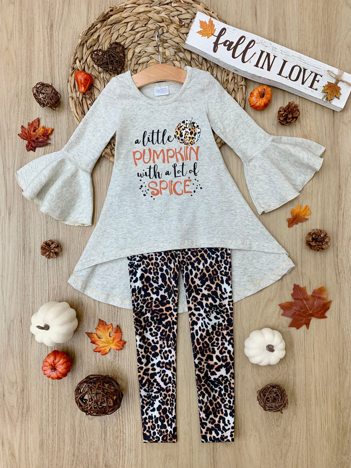 Mia Belle Girls Pumpkin Spice Tunic & Leopard Legging Set