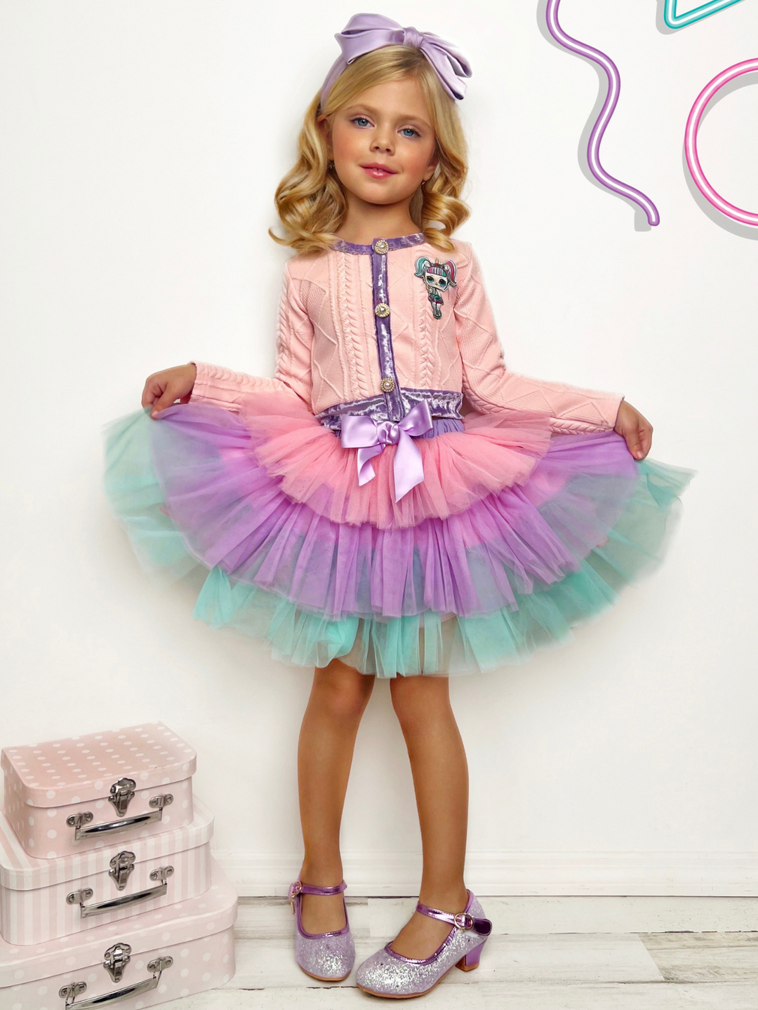 L.O.L. SURPRISE! x Mia Belle Girls Unicorn Pastel Tutu Skirt Set
