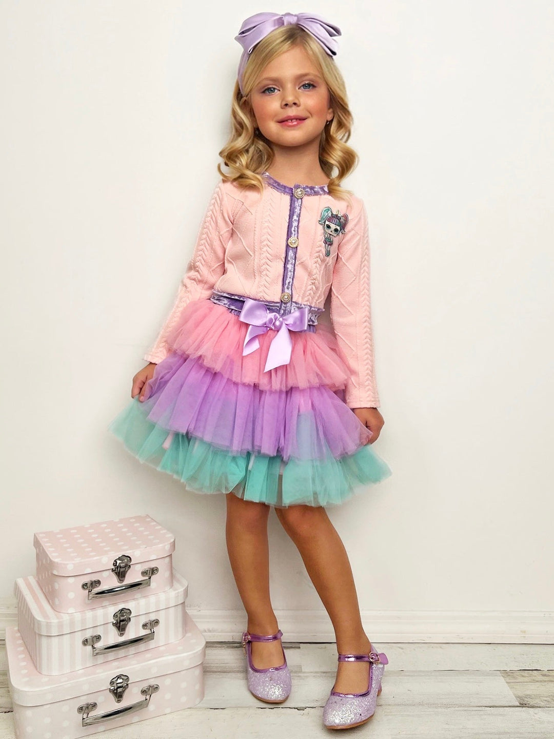 L.O.L. SURPRISE! x Mia Belle Girls Unicorn Pastel Tutu Skirt Set
