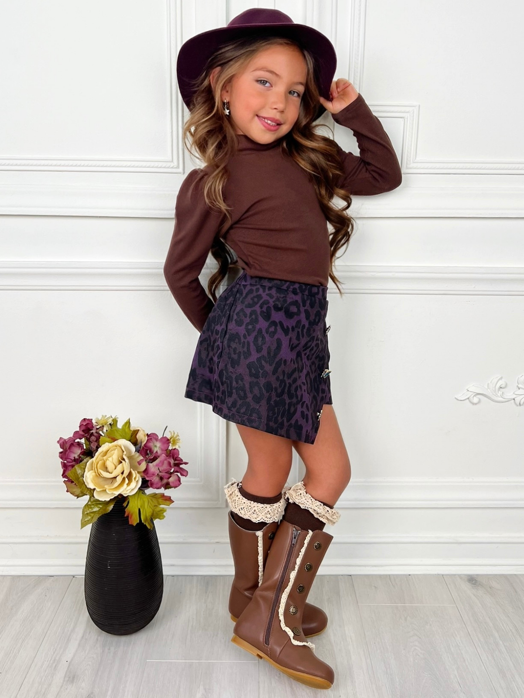 Fall Fierce Top & Leopard Skort Set