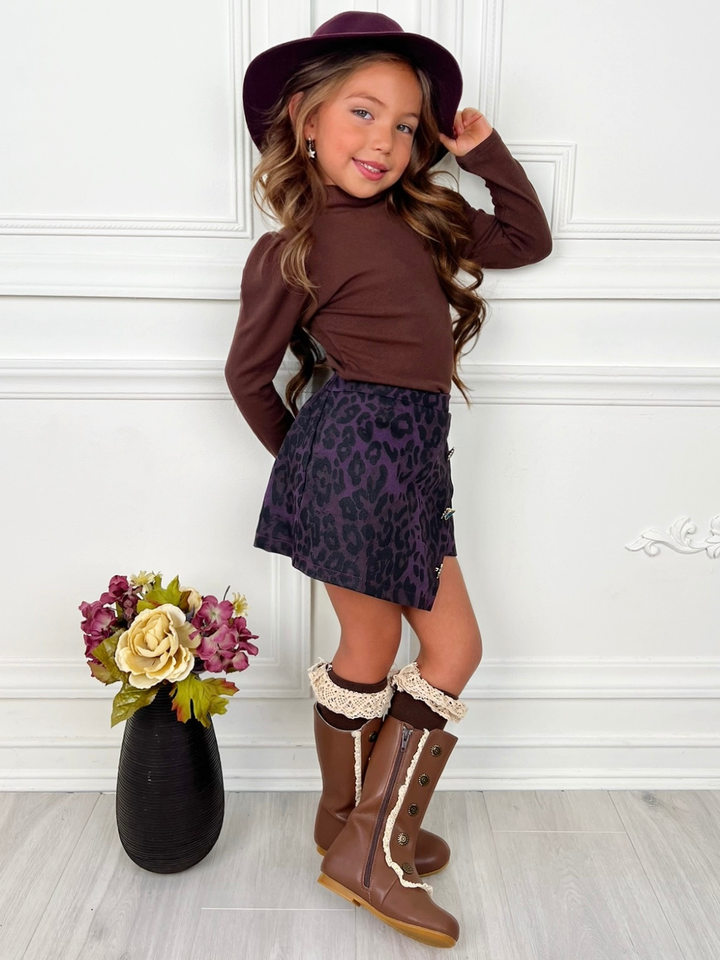 Fall Fierce Top & Leopard Skort Set