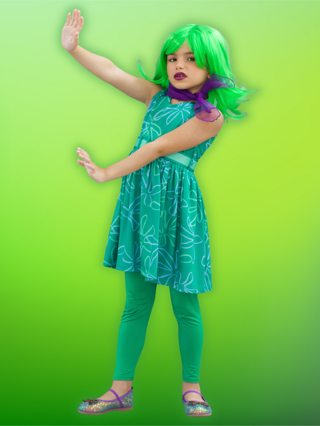 Green Disgust Mood 5-Piece Costume Dress