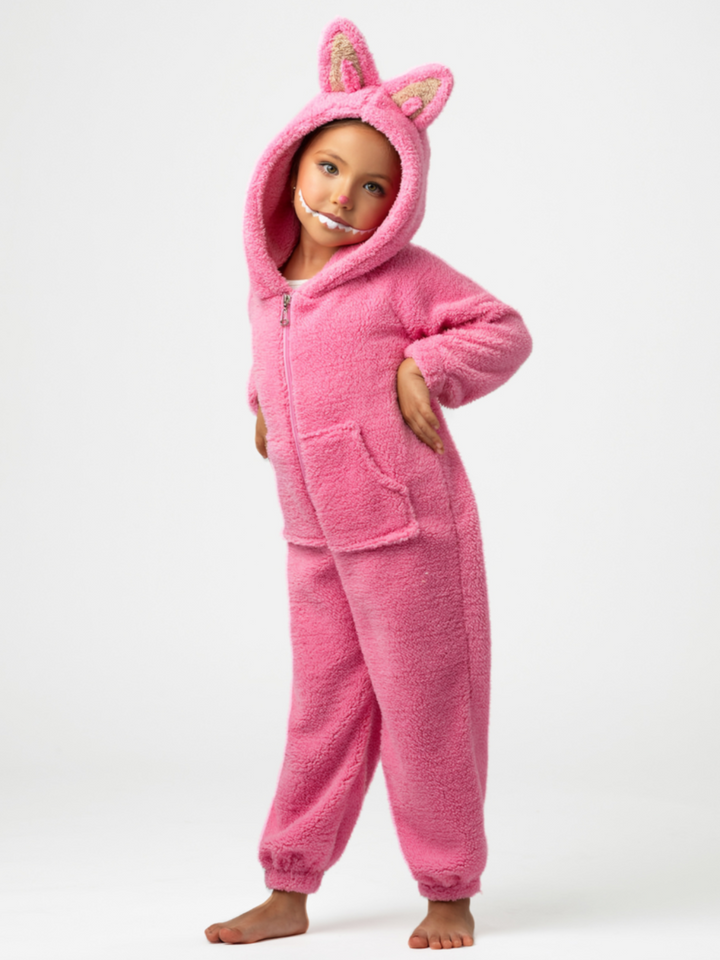 Pink Fluffy Lil Bubu Hooded Onesie Costume