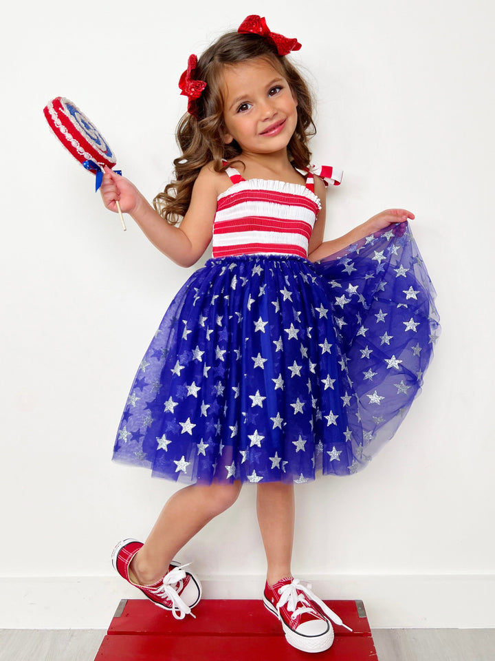 Mia Belle Girls Stars And Stripes Smocked Tutu Dress | 4th Of July