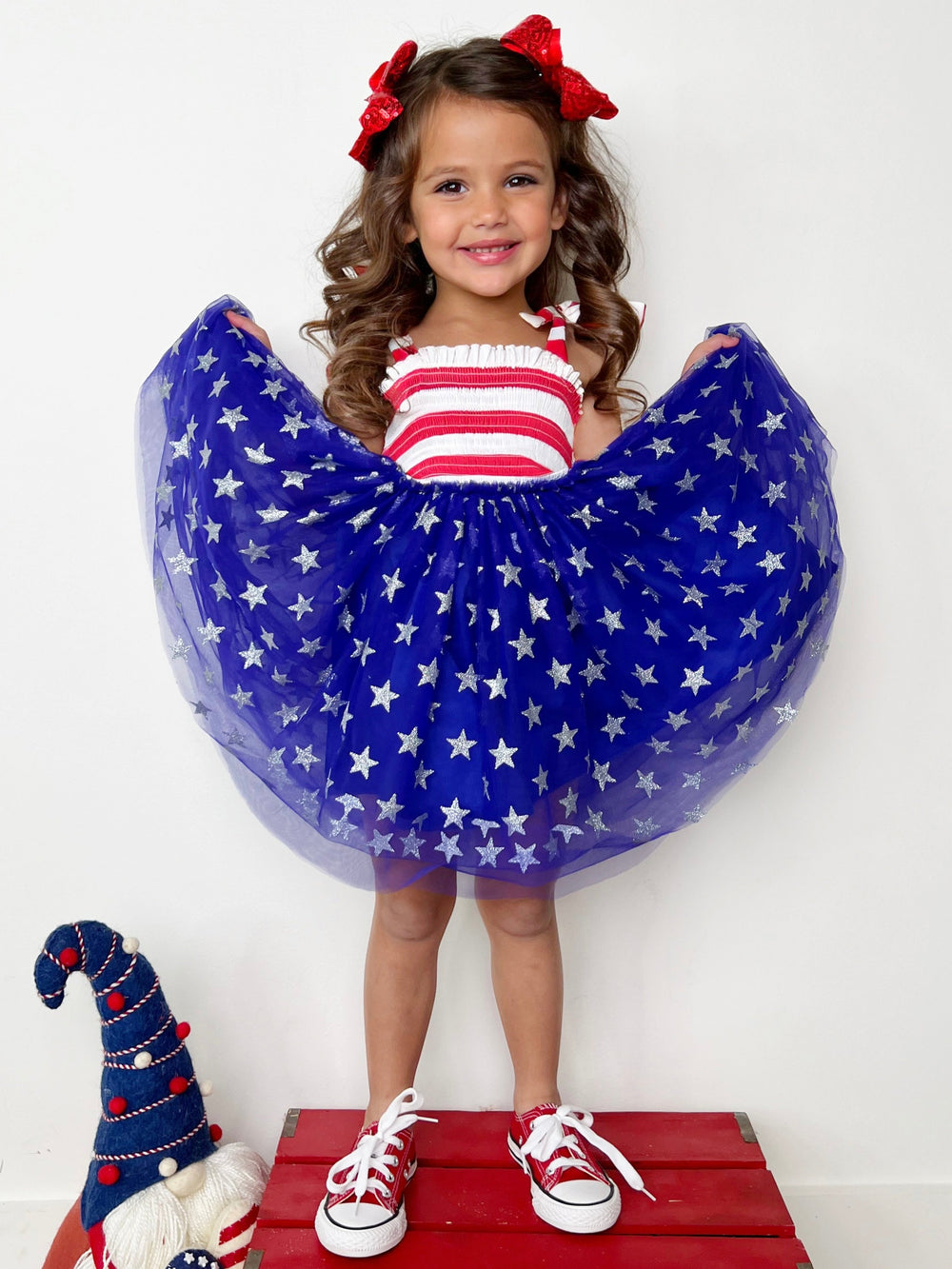 Mia Belle Girls Stars And Stripes Smocked Tutu Dress | 4th Of July