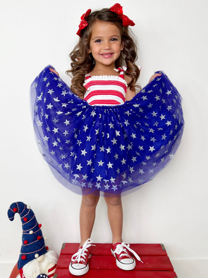 Mia Belle Girls Stars And Stripes Smocked Tutu Dress | 4th Of July