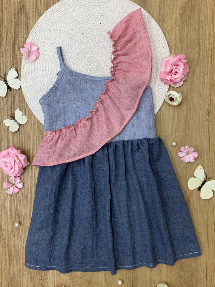 American Breeze Ruffle Chambray Dress