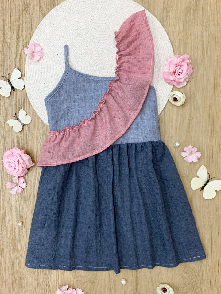 American Breeze Ruffle Chambray Dress