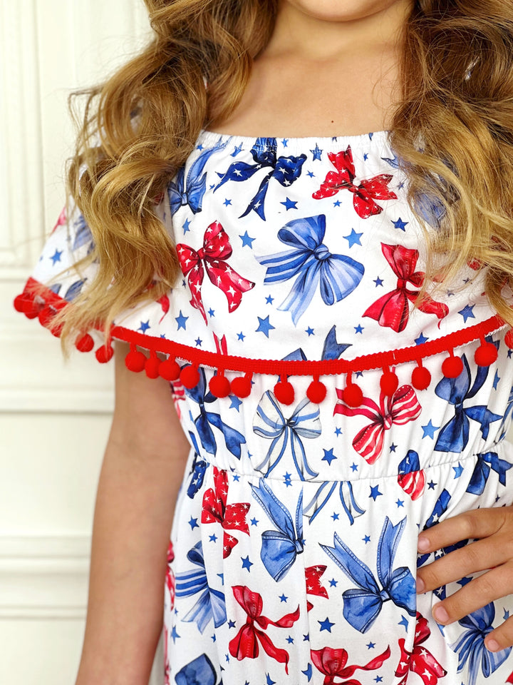 Star-Spangled Bow-Tastic Pom-Pom Romper