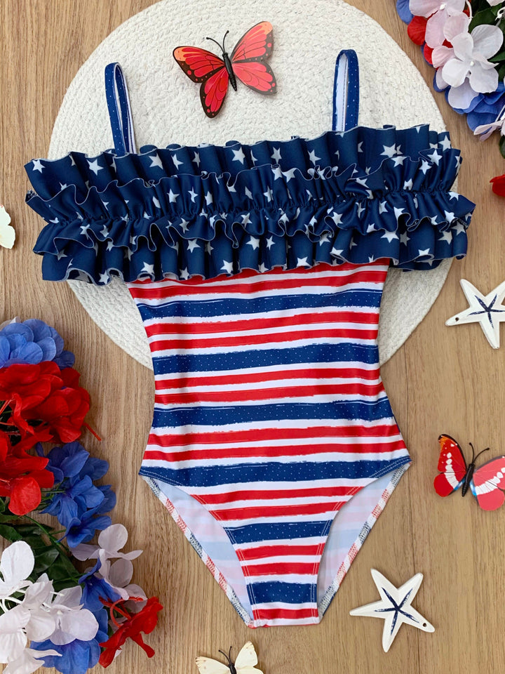 My Patriot Princess Striped One Piece Swimsuit