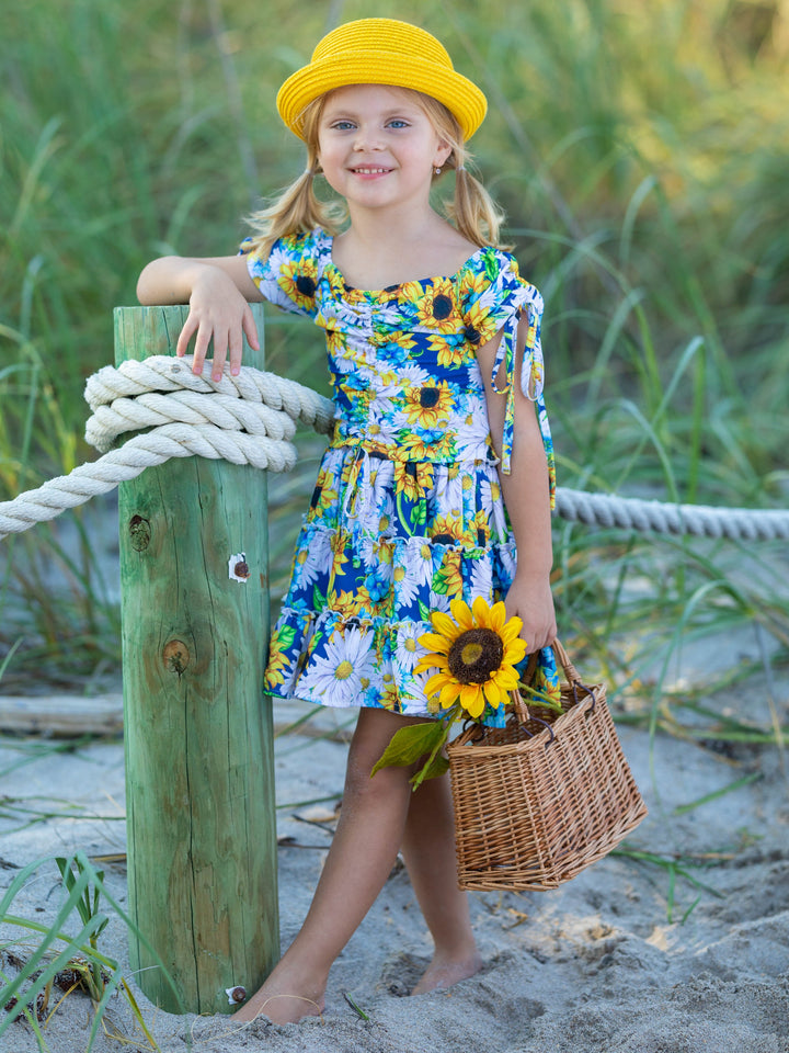 Mia Belle Girls Sunflower Top & Skirt Set | Resort Wear
