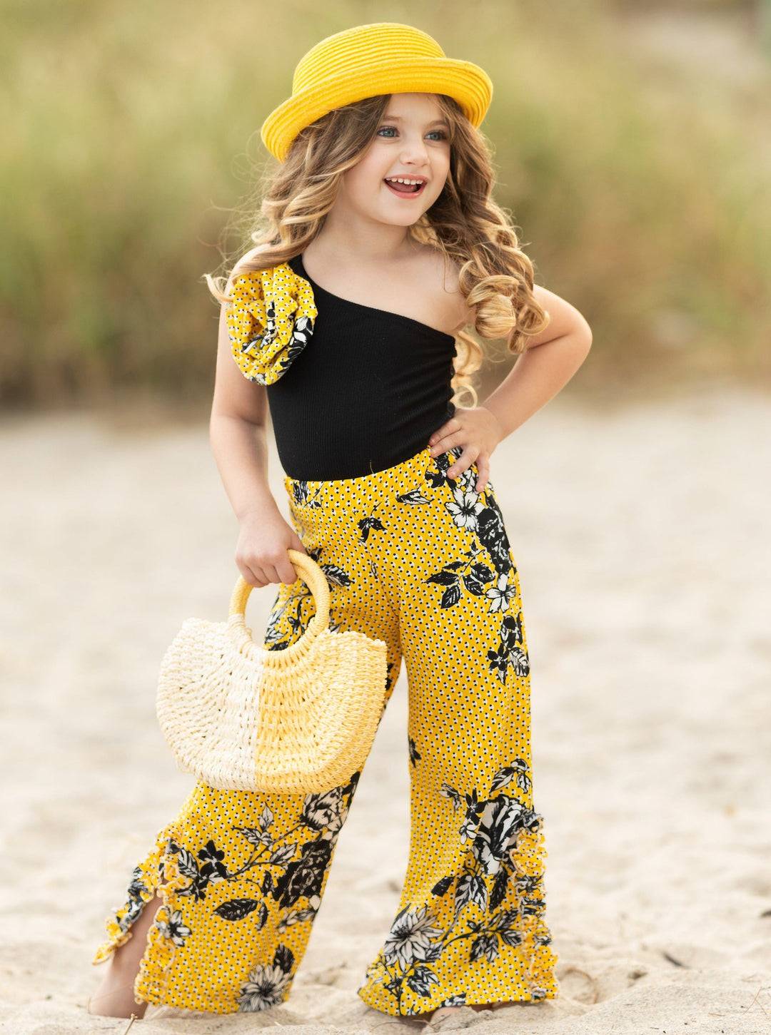 Mia Belle Girls One-Shoulder Palazzo Pants Set | Girls Spring Outfits