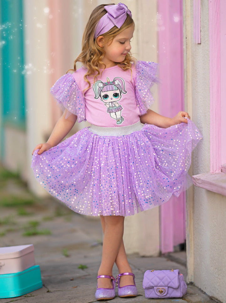 L.O.L. SURPRISE! x Mia Belle Girls Unicorn Shimmer Tulle Skirt Set