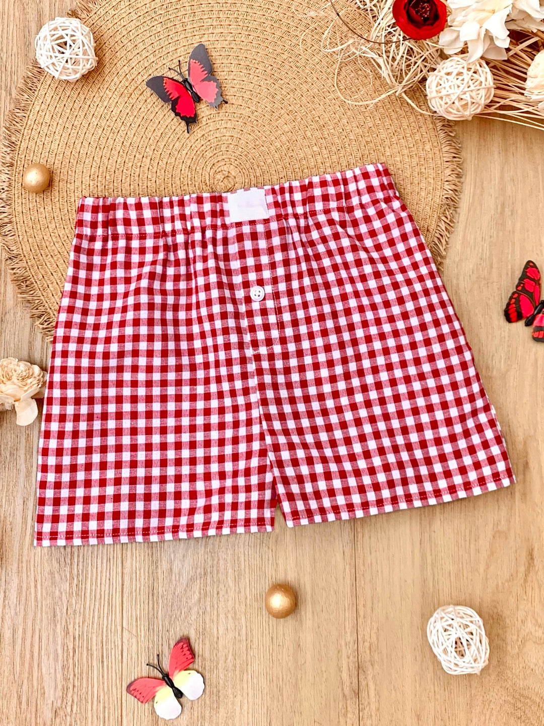 Girls Red Gingham Summer Shorts