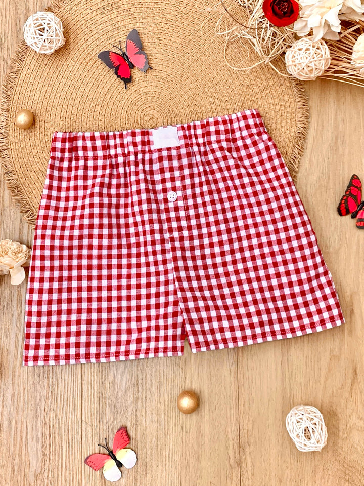Girls Red Gingham Summer Shorts