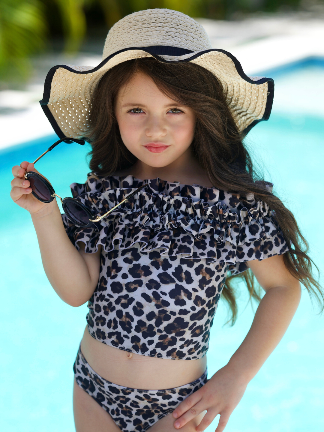 Wildcat Chic Ruffle Tankini Two Piece Swimsuit